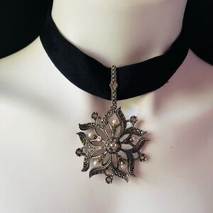 Roxanne Assoulin Vintage Marcasite Pearl Pendant Necklace